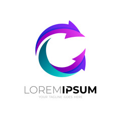 Simple letter C logo with arrow design illustration