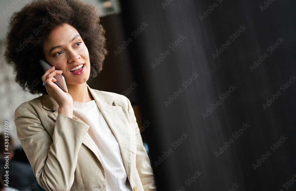 Sticker portrait of african american happy confident successful businesswoman