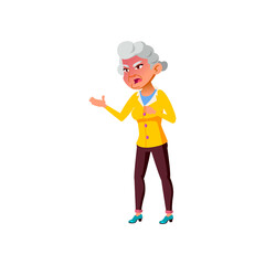 angry granny blaming nurse in hospital cartoon vector. angry granny blaming nurse in hospital character. isolated flat cartoon illustration