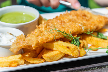 Fish and Chips with peas