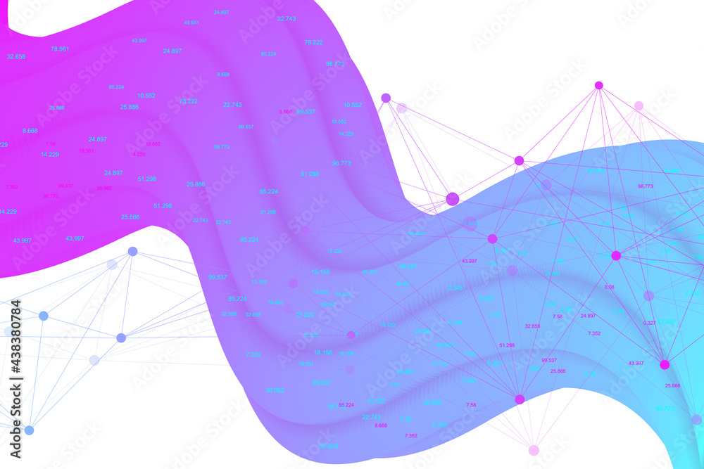Fototapete Geometric graphic background molecule and communication. Big data complex with compounds. Perspective backdrop. Minimal array Big data. Digital data visualization. Scientific illustration.