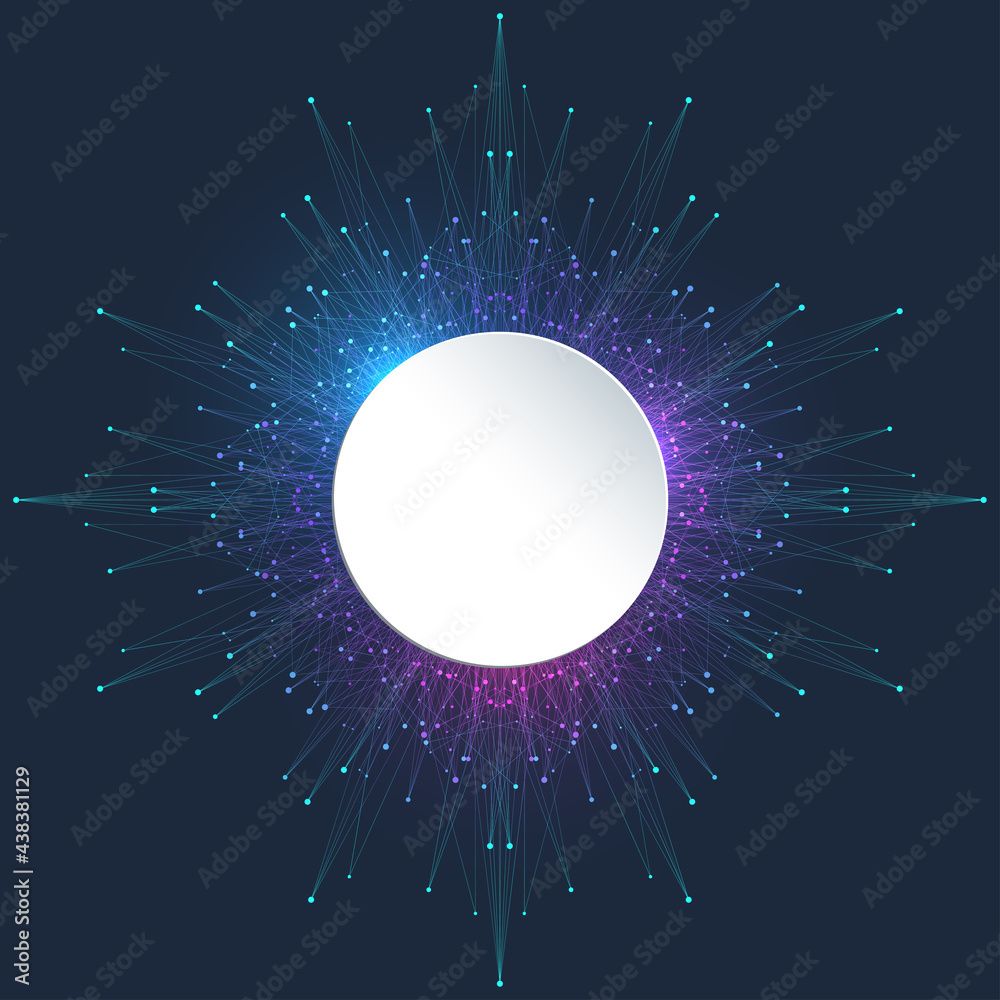 Leinwandbilder Quantum computer technology concept. Deep learning artificial intelligence. Big data algorithms visualization for business, science, technology. Waves flow, illustration.