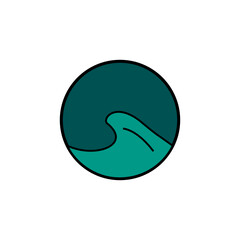 Ocean wave circular vector icon