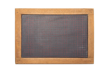 Old chalk board for math class. Probably made before 1930. Isolated on white.