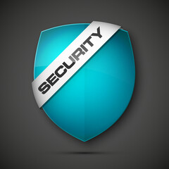 Security guard shield concept. Safety badge color icon. Privacy colorful banner shield. Security label. Defense tag. Presentation shining sticker shield shape. Defense safeguard sign illustration