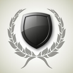 Obraz premium Protected guard shield concept. Safety badge, protection icon. Privacy colorful banner shield. Security label. Defense tag. Presentation shining sticker shield. Defense safeguard sign. badge