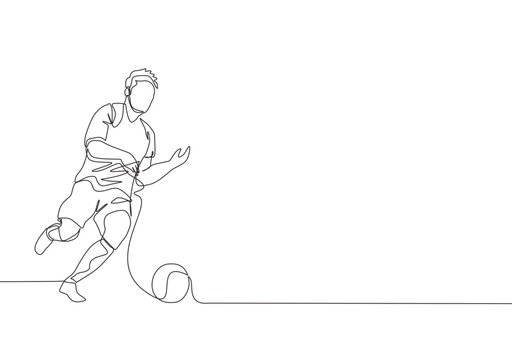 soccer player kicking ball, single line art clip art preview