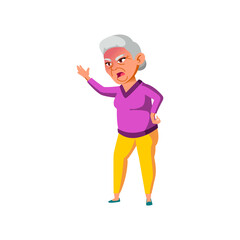 crazy mature age woman shouting at enemy in retirement home cartoon vector. crazy mature age woman shouting at enemy in retirement home character. isolated flat cartoon illustration