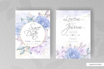 Vintage Wedding Invitation card set template with Hand drawn Flower and leaves