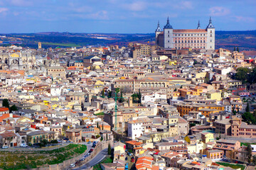 Fototapeta na wymiar Cityscape and Alcazar, Toledo, World Heritage Site by UNESCO, Castilla La Mancha, Spain, Europe