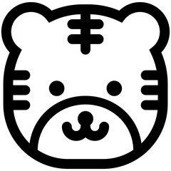 シンプルな虎のアイコン（線画）