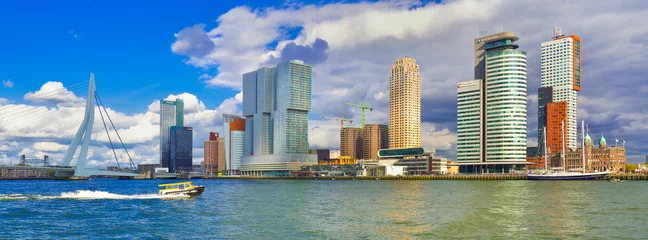 Fotobehang Nieuwe Maas River, Modern Architecture, Rotterdam, Holland, Netherlands, Europe © Al Carrera