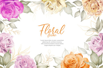 Elegant Floral Arrangement Background with Hand painted Watercolor Flower and Leaves Element