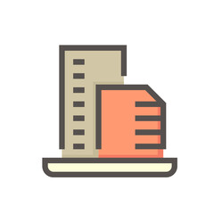 High building or residential vector icon. That condominium, office, apartment or hotel in city. Real estate or property for development, owned, sale, rent, buy, purchase or investment. 48x48 pixel.

