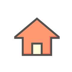 House or residential building with simple shape vector icon,  symbol or pictogram design. That real estate or property for development, owned, sale, rent, buy, purchase or investment. 48x48 pixel.