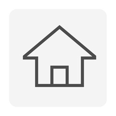 Fototapeta na wymiar House or residential building with simple shape vector icon, symbol or pictogram design. That real estate or property for development, owned, sale, rent, buy, purchase or investment. 48x48 pixel.