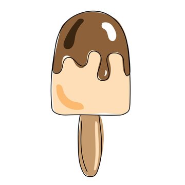 Ice cream in chocolate glaze on a stick. Vector image