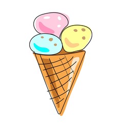 Ice cream cone in a waffle cup. Vector image