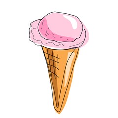 Ice cream cone in a waffle cup. Vector image