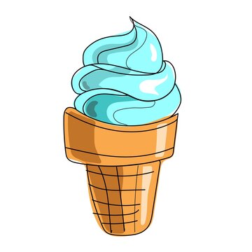 Ice cream cone in a waffle cup. Vector image