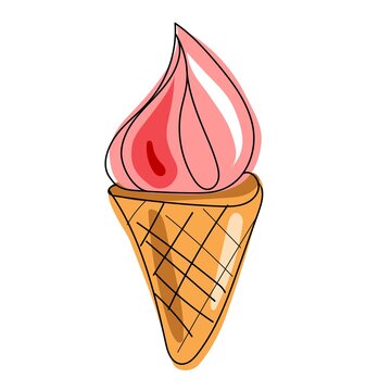 Ice cream cone in a waffle cup. Vector image