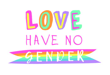 Vector Flat Illustration Rainbow and text. Cartoon Pride Colorful Drawing. LGBTQ Flag Support Icon and Quote