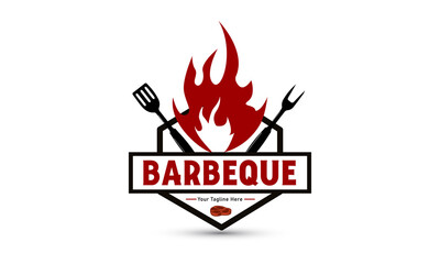 Vector illustration with the image of Grill, BBQ and Flaming Fire Design