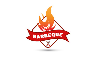 Vector illustration with the image of Grill, BBQ and Flaming Fire Design