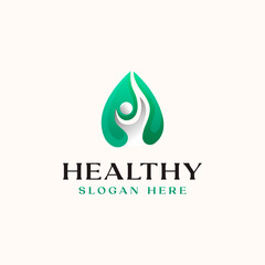 People Leaf with Gradient Color Logo Template. Vector Illustration