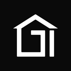 Letter GI and House Logo Concept. Abstract, Monogram, Outline, Flat, Simple and Clean Logotype. Suitable for Logo, Icon, Symbol and Sign. Such as Initial, Property or Real Estate Logo