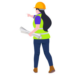 Construction architect engineer worker illustration.