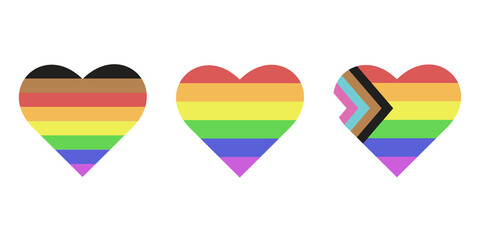 June is LGBT Pride Month, LGBTQ+ , flag heart - obrazy, fototapety, plakaty