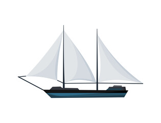 Fototapeta premium Yacht sailboat or sailing ship, sail boat marine. Cruise travel company. icon