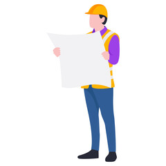 Construction architect engineer worker illustration.