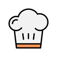 Chef hat icon Design Template. Illustration vector graphic. simple flat color line style icon isolated on white background. Perfect for your web site design, logo, symbols of restaurants, cafe