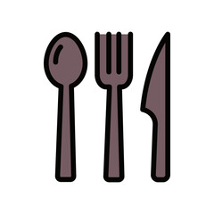 Fork spoon and knife icon Design Template. Illustration vector graphic. simple flat color line style icon isolated on white background. Perfect for your web site design, logo, symbols of restaurants