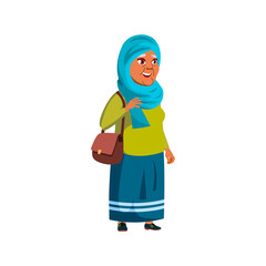 Fototapeta na wymiar muslim elderly lady shopping in fashion store cartoon vector. muslim elderly lady shopping in fashion store character. isolated flat cartoon illustration