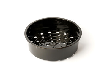 black plastic container from a multicooker isolated on a white background.