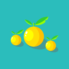 Orange vector illustration fruit icon. Yellow, Green and Blue. For Logo, Icon, Symbol, and Sign