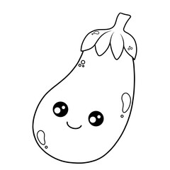 coloring page with cute eggplant
