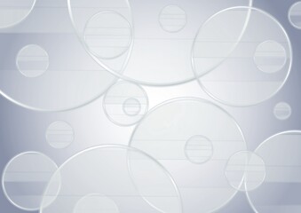 複数の円が広がる透明感のある灰色の抽象背景