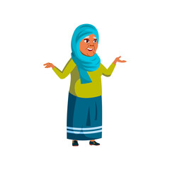 happy islamic elderly woman want to embracing family cartoon vector. happy islamic elderly woman want to embracing family character. isolated flat cartoon illustration