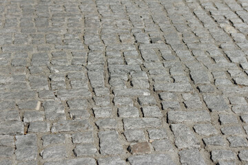 Ancient road, laid from sidewalk stone blocks