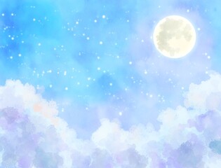 星空　満月　夜空
