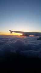 View above Heathrow Airport from airplane window.  