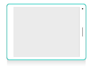 Tab mockup. Tablet with a blank screen. Tab mockup in mint green color. Screen mockup.