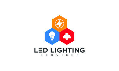 Fototapeta premium Led Lighting Services Creative Modern Electric Vector Logo Design