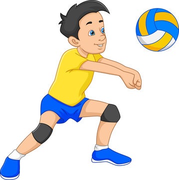 cartoon boy playing volleyball