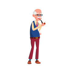 old man smoking smoke pipe cartoon vector. old man smoking smoke pipe character. isolated flat cartoon illustration
