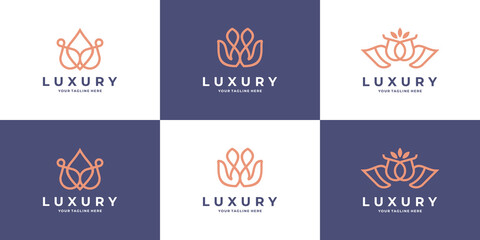 abstract flower rose logo template collection